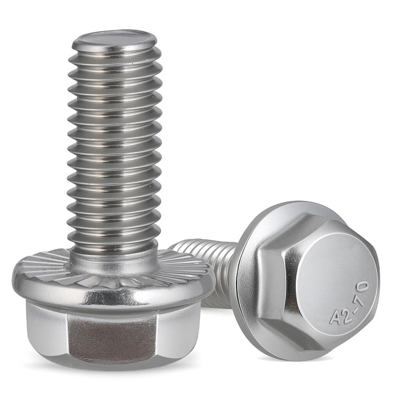 Krysay 47Pcs M6-1.0 x 20mm Flanged Hex Head Bolts,External Flange Hex Drive Screws,304 Stainless Steel 18-8 Fully Threaded - Image 1